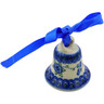 Polish Pottery Mini Bell 2&quot; Blue Poppies