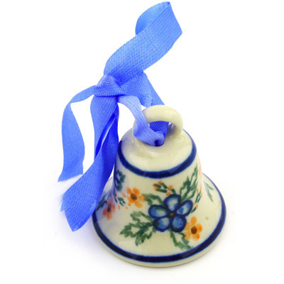 Polish Pottery Mini Bell 2&quot; Cobblestone Garden