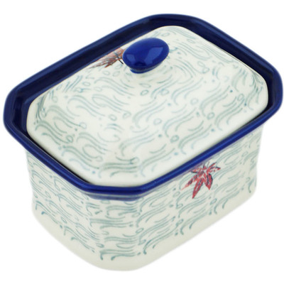 Polish Pottery Mini Cake Box 4&quot;, Salt Box, Autumn Breeze