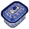 Polish Pottery Mini Cake Box 4&quot;, Salt Box, Beautiful Blues UNIKAT