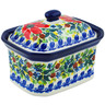 Polish Pottery Mini Cake Box 4&quot;, Salt Box, Blooming Daisies UNIKAT