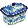 Polish Pottery Mini Cake Box 4&quot;, Salt Box, Blue Blossom