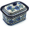 Polish Pottery Mini Cake Box 4&quot;, Salt Box, Blue Chicory