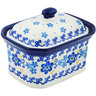 Polish Pottery Mini Cake Box 4&quot;, Salt Box, Blue Daydreaming