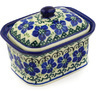 Polish Pottery Mini Cake Box 4&quot;, Salt Box, Blue Dogwood