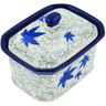 Polish Pottery Mini Cake Box 4&quot;, Salt Box, Blue Maple River