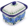 Polish Pottery Mini Cake Box 4&quot;, Salt Box, Blue Rose
