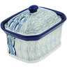 Polish Pottery Mini Cake Box 4&quot;, Salt Box, Blue Wave UNIKAT
