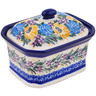 Polish Pottery Mini Cake Box 4&quot;, Salt Box, Butterfly Escape UNIKAT