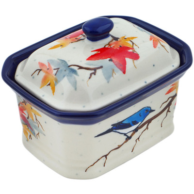 Polish Pottery Mini Cake Box 4&quot;, Salt Box, Change In The Air UNIKAT