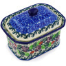 Polish Pottery Mini Cake Box 4&quot;, Salt Box, Cherries Jubilee