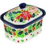 Polish Pottery Mini Cake Box 4&quot;, Salt Box, Christmas Flower UNIKAT