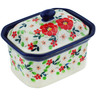 Polish Pottery Mini Cake Box 4&quot;, Salt Box, Festive Misteltoe UNIKAT