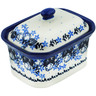 Polish Pottery Mini Cake Box 4&quot;, Salt Box, Flowers At Dusk