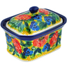 Polish Pottery Mini Cake Box 4&quot;, Salt Box, Flowers Collected On A Sunny Day UNIKAT