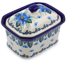 Polish Pottery Mini Cake Box 4&quot;, Salt Box, Forget Me Not UNIKAT