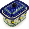 Polish Pottery Mini Cake Box 4&quot;, Salt Box, Happy Goldfinch