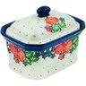 Polish Pottery Mini Cake Box 4&quot;, Salt Box, In The Rose Garden