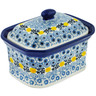 Polish Pottery Mini Cake Box 4&quot;, Salt Box, Lemon Season