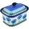 Polish Pottery Mini Cake Box 4&quot;, Salt Box, Morning Poppies UNIKAT