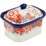 Polish Pottery Mini Cake Box 4&quot;, Salt Box, Peachy Keen UNIKAT