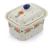Polish Pottery Mini Cake Box 4&quot;, Salt Box, Poppy Flower