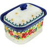 Polish Pottery Mini Cake Box 4&quot;, Salt Box, Summer Blossoms