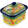 Polish Pottery Mini Cake Box 4&quot;, Salt Box, Sunset Fields UNIKAT