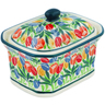 Polish Pottery Mini Cake Box 4", Salt Box, Tulip Cascade UNIKAT