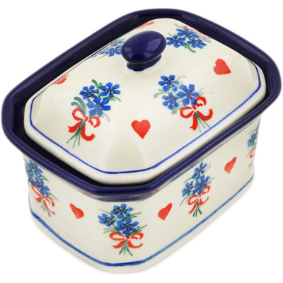 Polish Pottery Mini Cake Box 4&quot;, Salt Box, Valentine&#039;s Bouquet