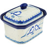 Polish Pottery Mini Cake Box 4&quot;, Salt Box, Waiting Birds UNIKAT