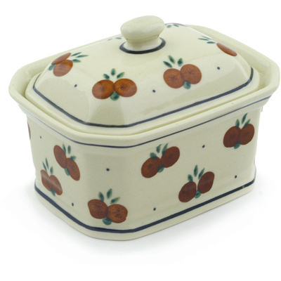 Polish Pottery Mini Cake Box 4", Salt Box, Wild Cherry