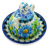 Polish Pottery Mini Cheese Lady 4&quot; Buquet Azul UNIKAT