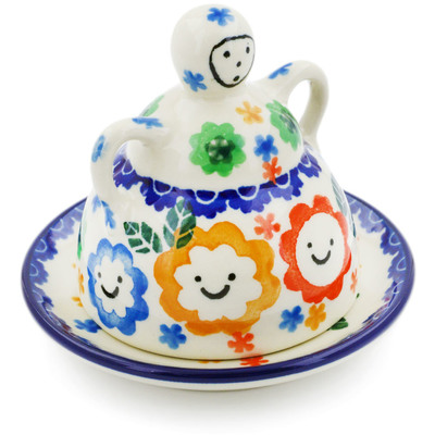 Polish Pottery Mini Cheese Lady 4&quot; Children&#039;s Happy Garden