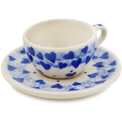 Polish Pottery Mini Cup 3&quot; Cobalt Love