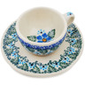 Polish Pottery Mini Cup 3" Forget Me Not UNIKAT