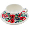 Polish Pottery Mini Cup 3" Red Pansy