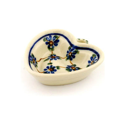 Polish Pottery Mini Heart Bowl 2&quot; Aster Trellis