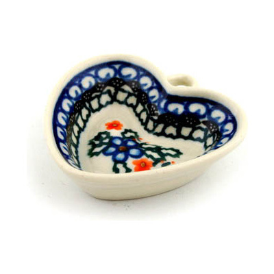Polish Pottery Mini Heart Bowl 2&quot; Cobblestone Garden