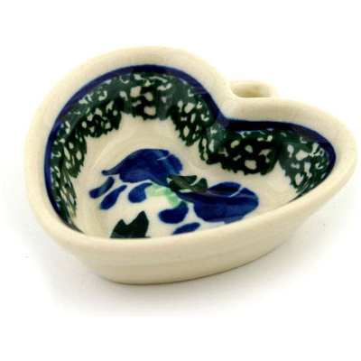 Polish Pottery Mini Heart Bowl 2&quot; Texas Bluebell