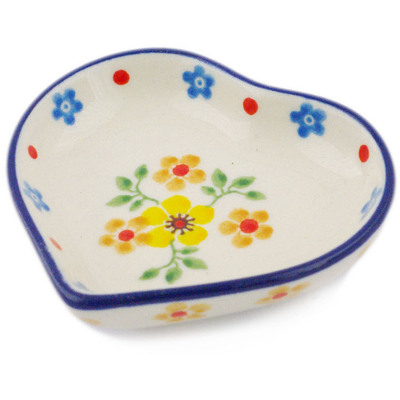 Polish Pottery Mini Heart Bowl 3&quot; Country Spring