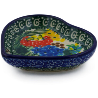 Polish Pottery Mini Heart Bowl 3&quot; Garden Delight UNIKAT