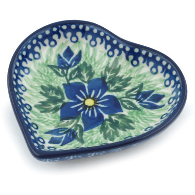 Polish Pottery Mini Heart Bowl 3&quot; Into The Blue UNIKAT