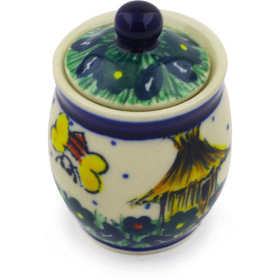 Polish Pottery Mini Jar 2&quot; Bee Happy UNIKAT