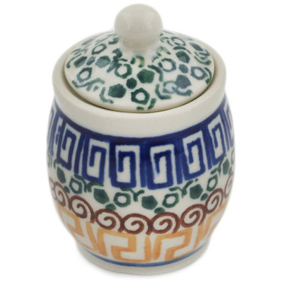Polish Pottery Mini Jar 2&quot; Grecian Sea