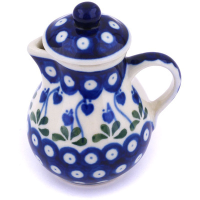 Polish Pottery Mini Jug 3&quot; Bleeding Heart Peacock