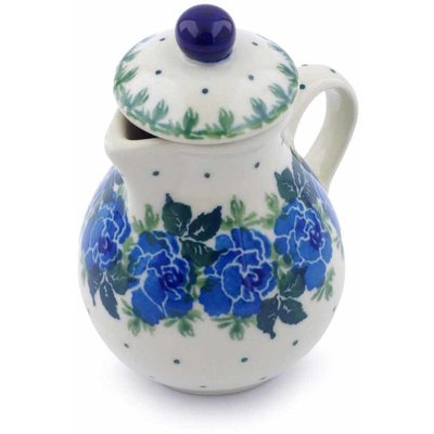 Polish Pottery Mini Jug 3&quot; Blue Rose