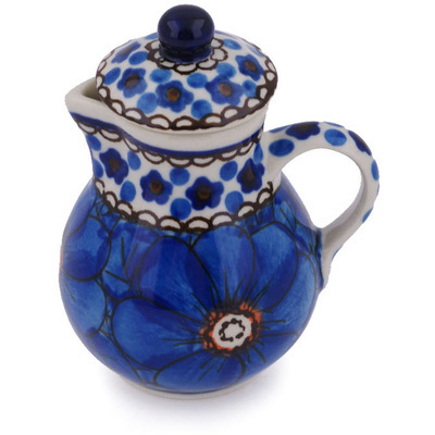 Polish Pottery Mini Jug 3&quot; Cobalt Poppies UNIKAT