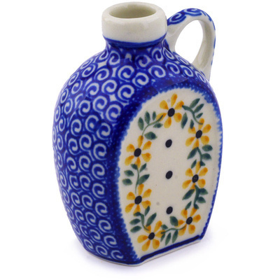 Polish Pottery Mini Jug 3&quot; Yellow Daisy Swirls