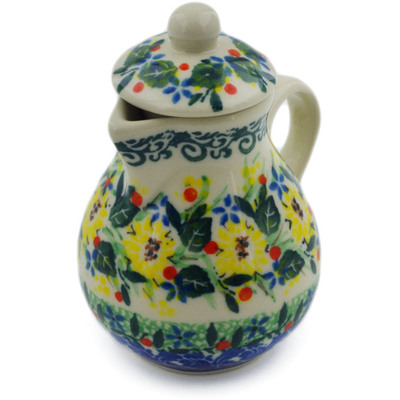 Polish Pottery Mini Jug 3&quot; Yellow Garden UNIKAT